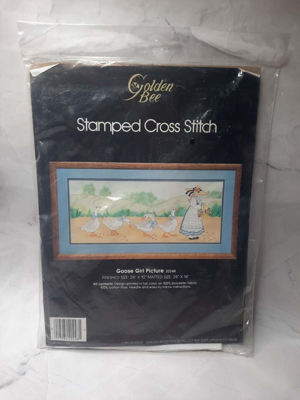 Vintage Golden Bee Stamped Cross Stitch Kit Goose Girl Picture 20248 Country